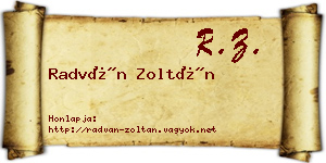 Radván Zoltán névjegykártya